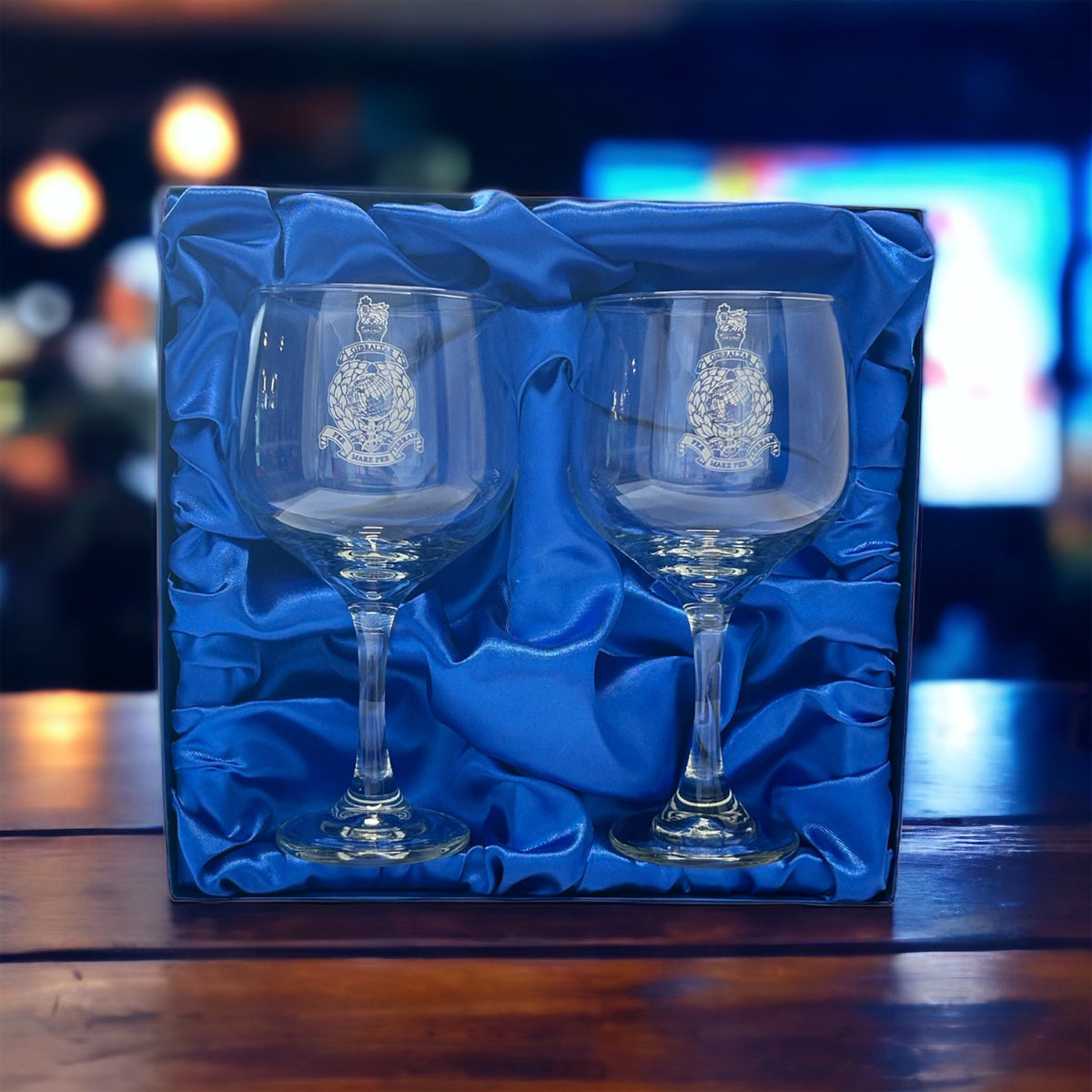 Gin Balloon Glasses, Pair, 600ml, Engraved & Presentation Boxed H71a